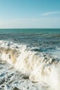 The sea is stormy. Seascape with big waves. Royalty Free Stock Photo