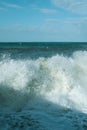 The sea is stormy. Seascape with big waves. Royalty Free Stock Photo