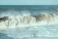 The sea is stormy. Seascape with big waves. Royalty Free Stock Photo