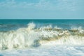 The sea is stormy. Seascape with big waves. Royalty Free Stock Photo