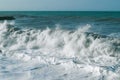 The sea is stormy. Seascape with big waves. Royalty Free Stock Photo