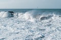 The sea is stormy. Big waves. Royalty Free Stock Photo