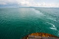 Waves on sea behind the ship Royalty Free Stock Photo