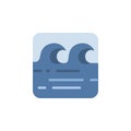 Waves on the sea. Flat icon. Isolated weather vector illustration Royalty Free Stock Photo