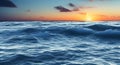 Blue sea waves when the sun rises. Generative AI