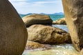 Waves of the sea hitting the big rocks Royalty Free Stock Photo