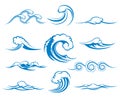 Waves of sea or ocean waves, vector illustration