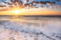 Waves of the sea with sea foam. Royalty Free Stock Photo