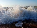 Waves in the sea. Splashing Waves with water drops