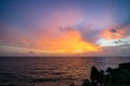 The waves in the sea during the twilight, the colorful sky, top view Royalty Free Stock Photo