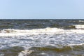 The waves in the seaside resort of Zinnowitz on the island of Usedom surround the great pier Royalty Free Stock Photo