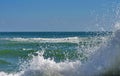 Seascape. Waves show. Summer, sea, sun, beach, holiday, fun - Black Sea, landmark attraction in Romania