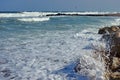 Seascape. Waves show. Summer, sea, sun, beach, holiday, fun - Black Sea, landmark attraction in Romania Royalty Free Stock Photo