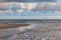 Waves of Skagerrak and Kattegat meeting at Grenen, Skagen, the north point of Denmark. Royalty Free Stock Photo