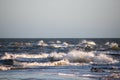 Waves from Skagerrak and Kattegat ocean meets in northern Denmark. Royalty Free Stock Photo