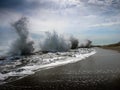 Waves slamming coral rocks in Stuart, Florida