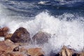 Waves smashing against rocks. Summer. Beach. Sea