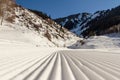 Waves from the snowcat on ski slopes Royalty Free Stock Photo