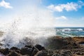 Waves splashing against the rocks