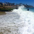 Waves Splashing onto large Rocks