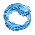 Waves Splashing Water. Natural Blue Liquid in a Ring Shape. Isolated on white background. Vector illustration