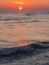 Waves sunset sea