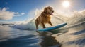 waves surfer dog Royalty Free Stock Photo