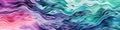 Multicolor waves on textile, batik style, abstract panoramic banner, AI generative panorama