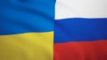 Waves Ukraine and Russia flags - Flags of countries