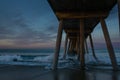 Waves Under Hermosa Beach Pier Royalty Free Stock Photo