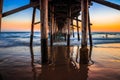 Waves Under the Pier, Newport Beach, California Royalty Free Stock Photo