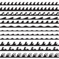 Waves vector set. Vector illustration. Background or pattern set. Black.