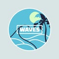 Waves. Vector stylish graphic tee design, print, illustration Royalty Free Stock Photo