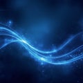 Abstract painting with waves of vibrant blue and white flowing across a dark blue background. Royalty Free Stock Photo
