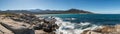 Waves washing onto rocks near Algajola beach in Corsica Royalty Free Stock Photo