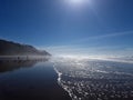 Waves washing up on the beach in Half Moon Bay California