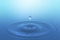 Waves of water are caused by falling droplets. close-up view. Royalty Free Stock Photo