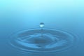 Waves of water are caused by falling droplets. close-up view. Royalty Free Stock Photo