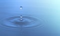 Waves of water are caused by falling droplets. close-up view. Royalty Free Stock Photo