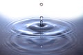 Waves of water are caused by falling droplets. 3d illustration. close-up view. Royalty Free Stock Photo