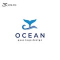 Waves and whales tail logo design Royalty Free Stock Photo