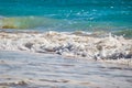 Waves with white spray on the beach