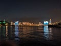 Small Qingdao Park waves and distant city night scenery