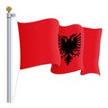 Waving Albania Flag Isolated On A White Background. Vector Illustration.
