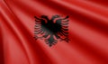 Waving Albania Flag Satin Fabric - 3D Illustration