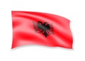 Waving Albania Flag on white. American Flag in the Wind.