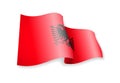 Waving Albania flag on white background.