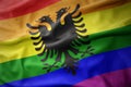 Waving albania rainbow gay pride flag banner