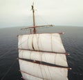 Waving from aloft on a tallship or sailboat Royalty Free Stock Photo