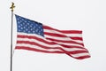 Waving American Flag And Eagle Pole, Isolated